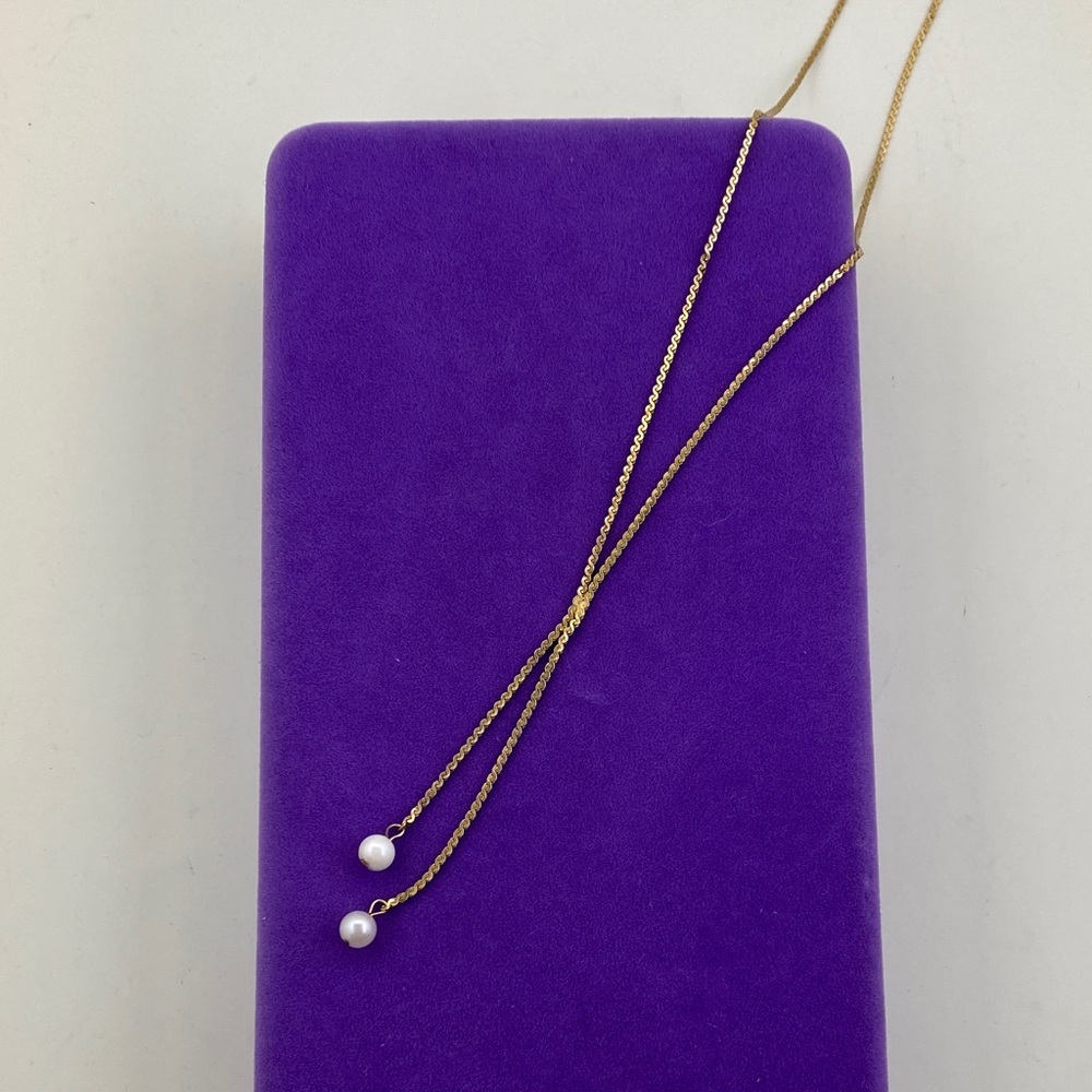 💛 Vintage 12k Gold Filled Genuine Pearl Lariat Necklace | Drop Of The Sea | Luxe